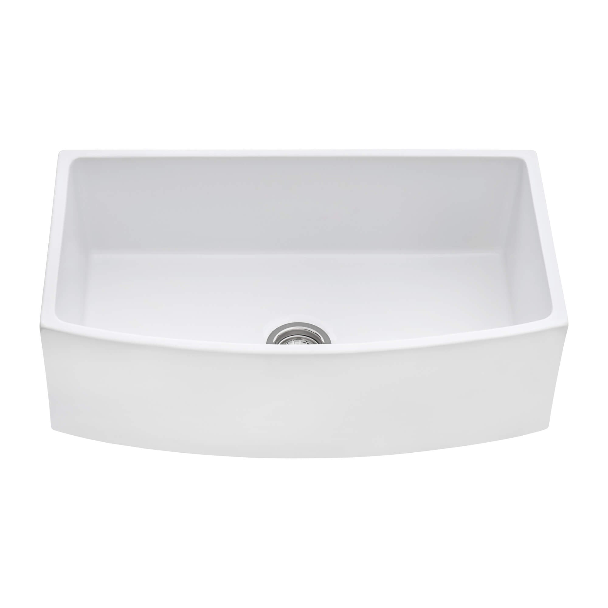 Ruvati 33" White Fireclay Bow-Front Farmhouse Kitchen Sink