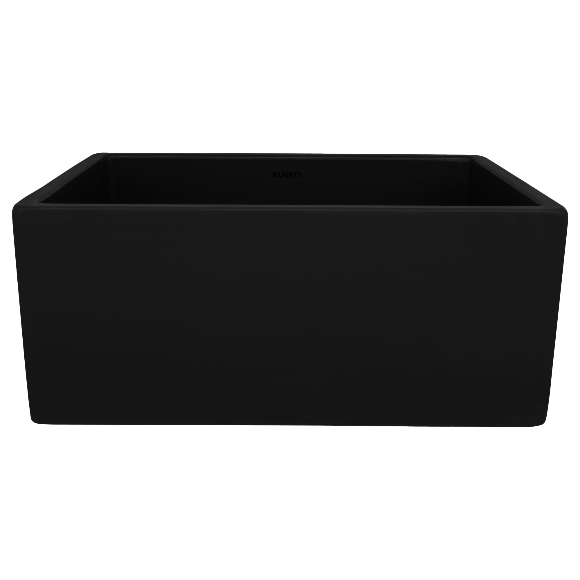 Ruvati 23" Fireclay Farmhouse Kitchen Laundry Utility Sink Single Bowl Gloss Black