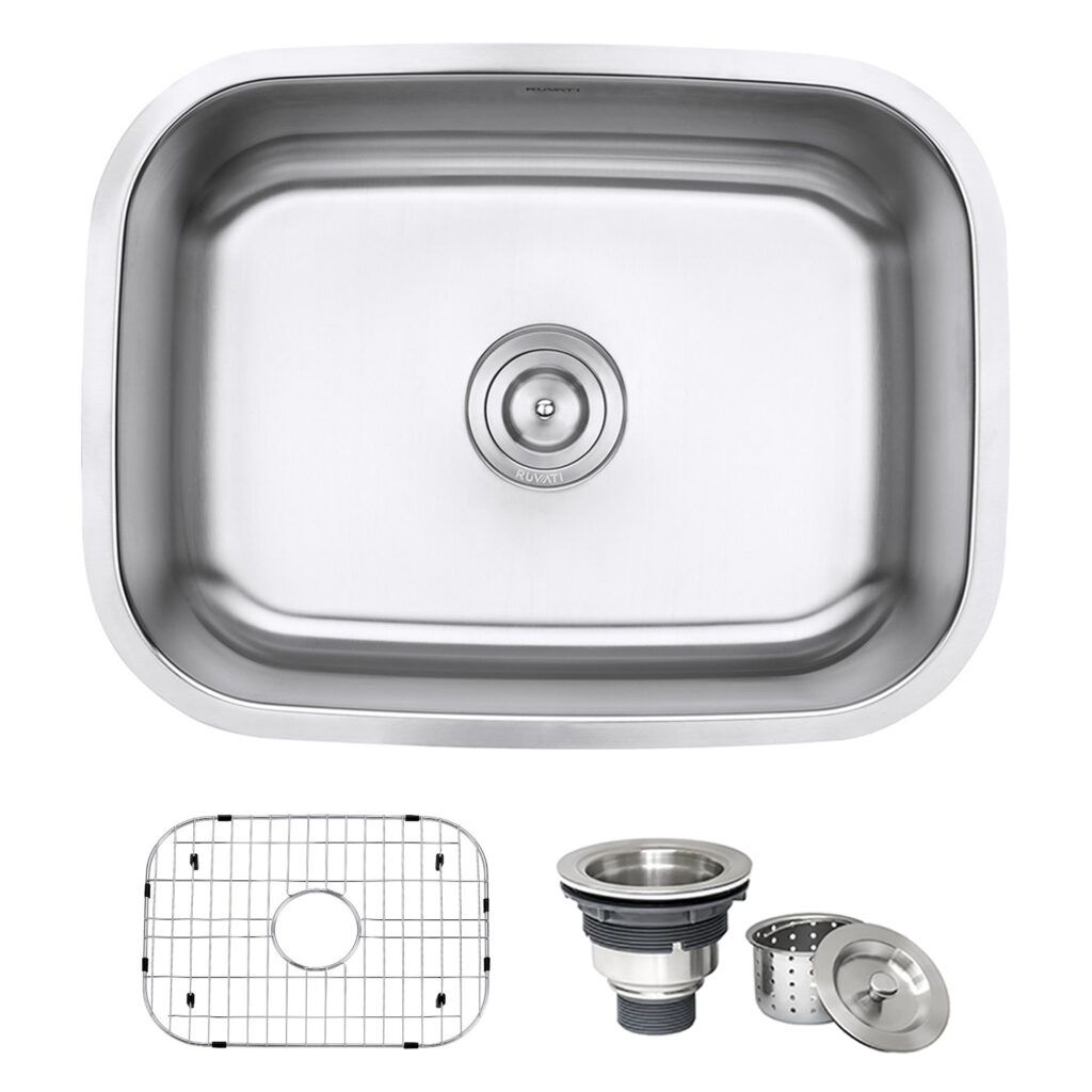Ruvati 23" Undermount 16 Gauge Stainless Steel Single Bowl Kitchen Sink