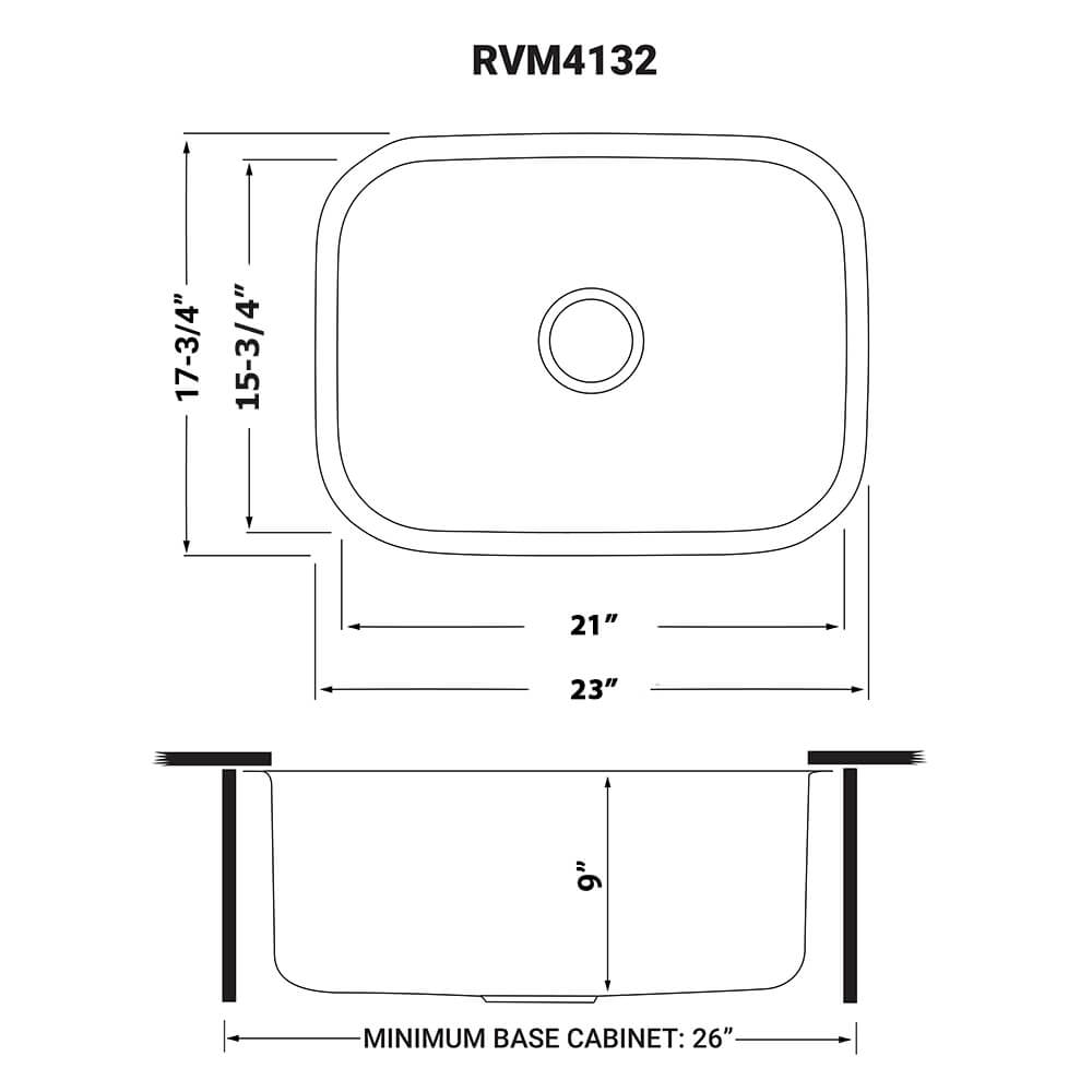 Ruvati 23" Undermount 16 Gauge Stainless Steel Single Bowl Kitchen Sink