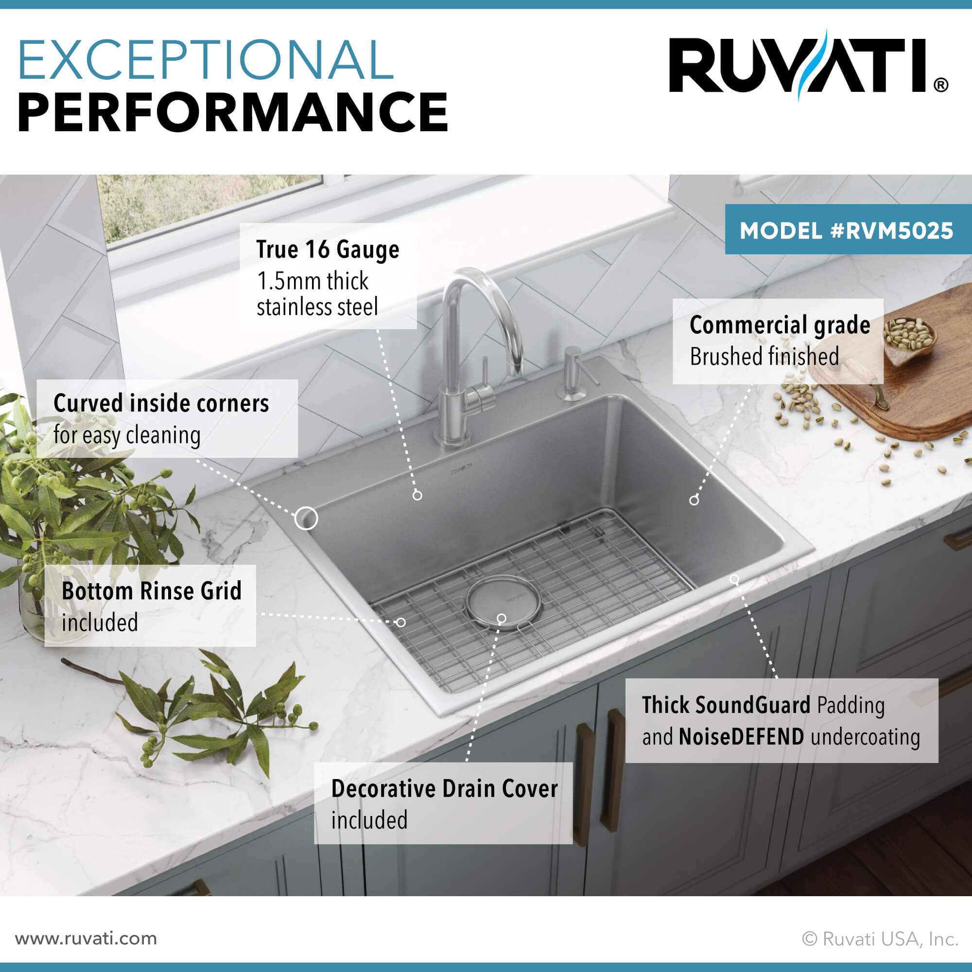 Ruvati 21" Topmount Stainless Bar Prep Kitchen Sink