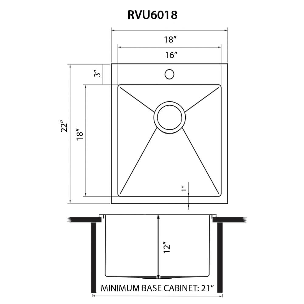 Ruvati 18" x 22" Topmount Laundry Utility Sink | 12" Deep