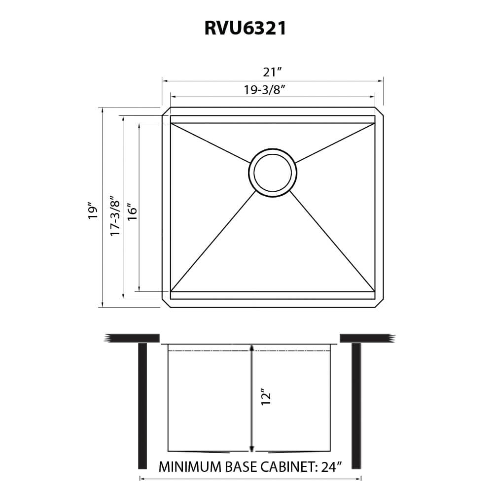 Ruvati 21" x 19" Undermount Laundry Utility Workstation Sink | 12" Deep