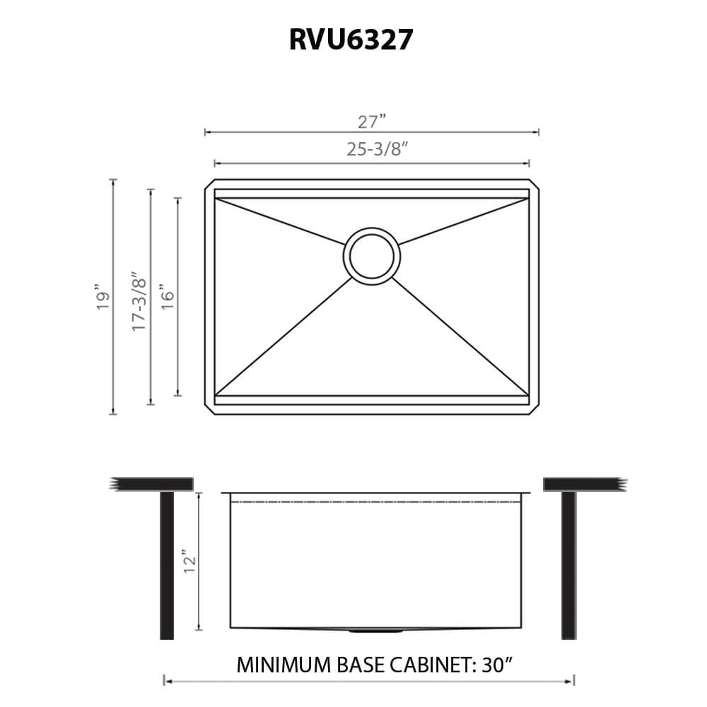 Ruvati 27" x 19" Undermount Laundry Utility Workstation Sink | 12" Deep