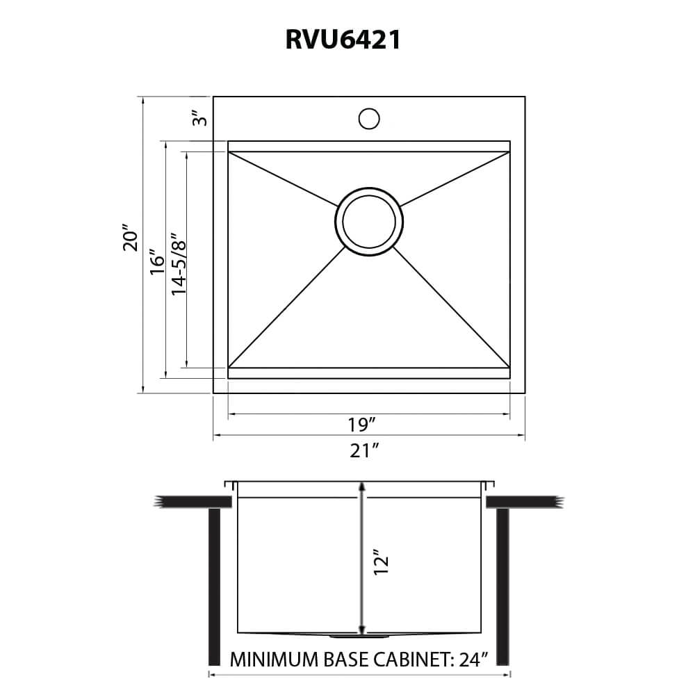 Ruvati 25" x 20" Topmount Laundry Utility Workstation Sink | 12" Deep