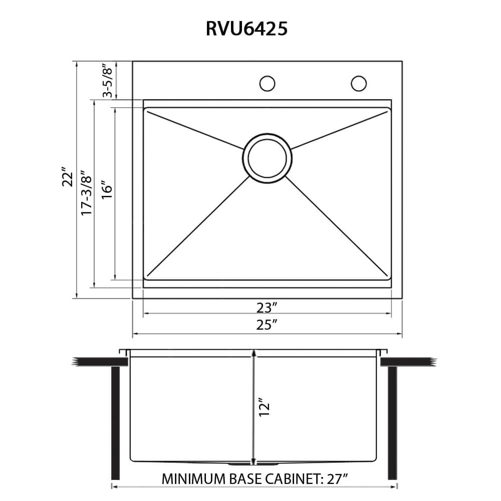 Ruvati 21" x 20" Topmount Laundry Utility Workstation Sink | 12" Deep