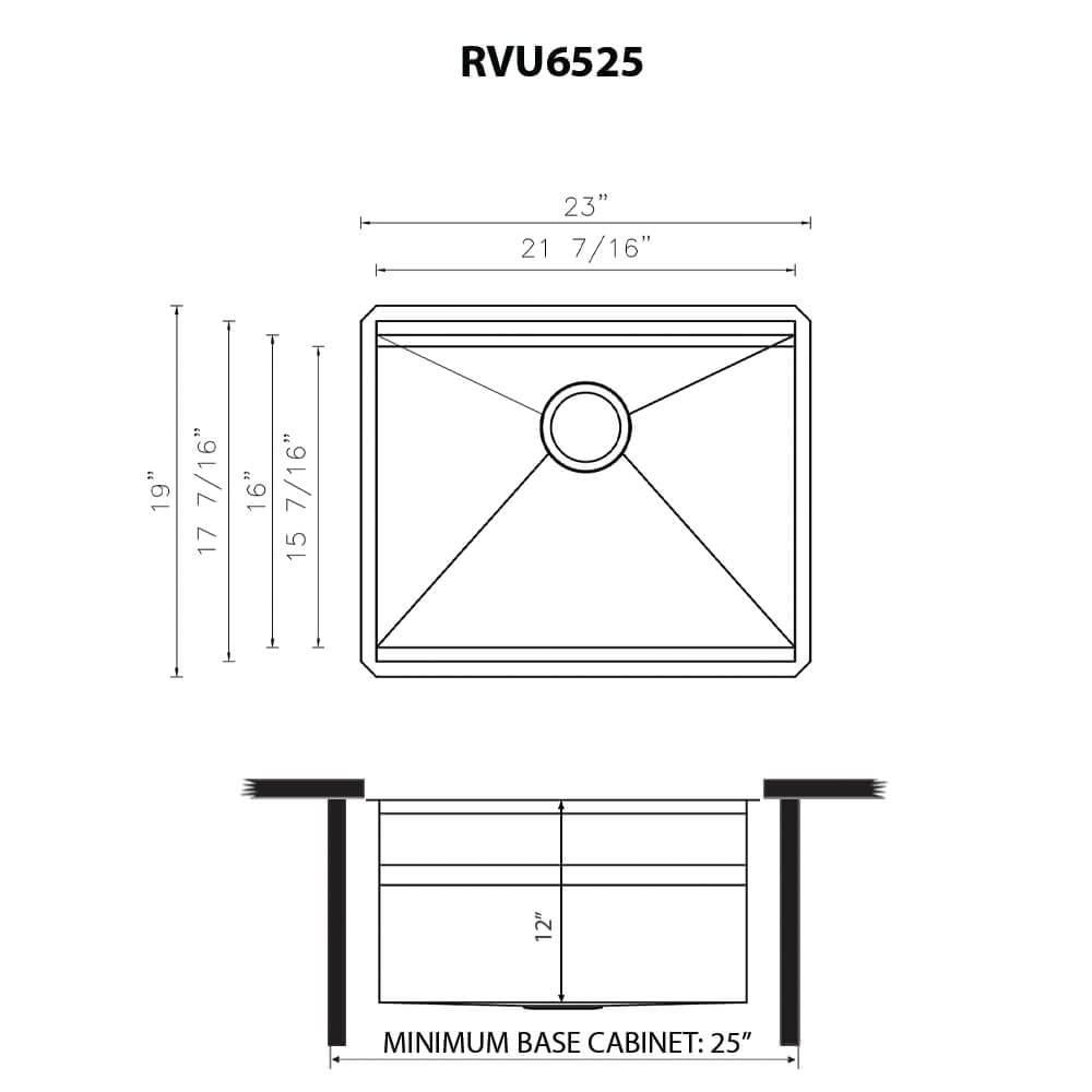 Ruvati 23" x 19" Undermount Laundry Workstation Sink 12" Deep with Washboard