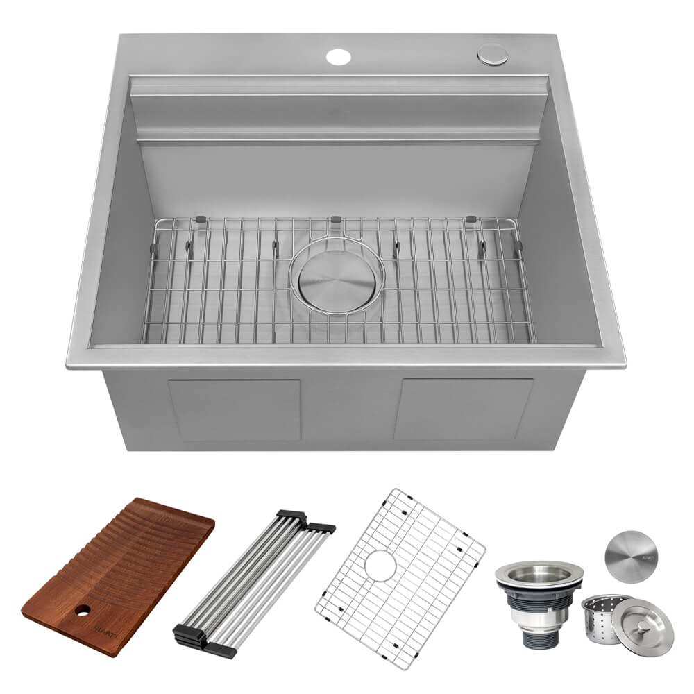 Ruvati 25" x 22" Topmount Laundry Workstation Sink 12" Deep with Washboard