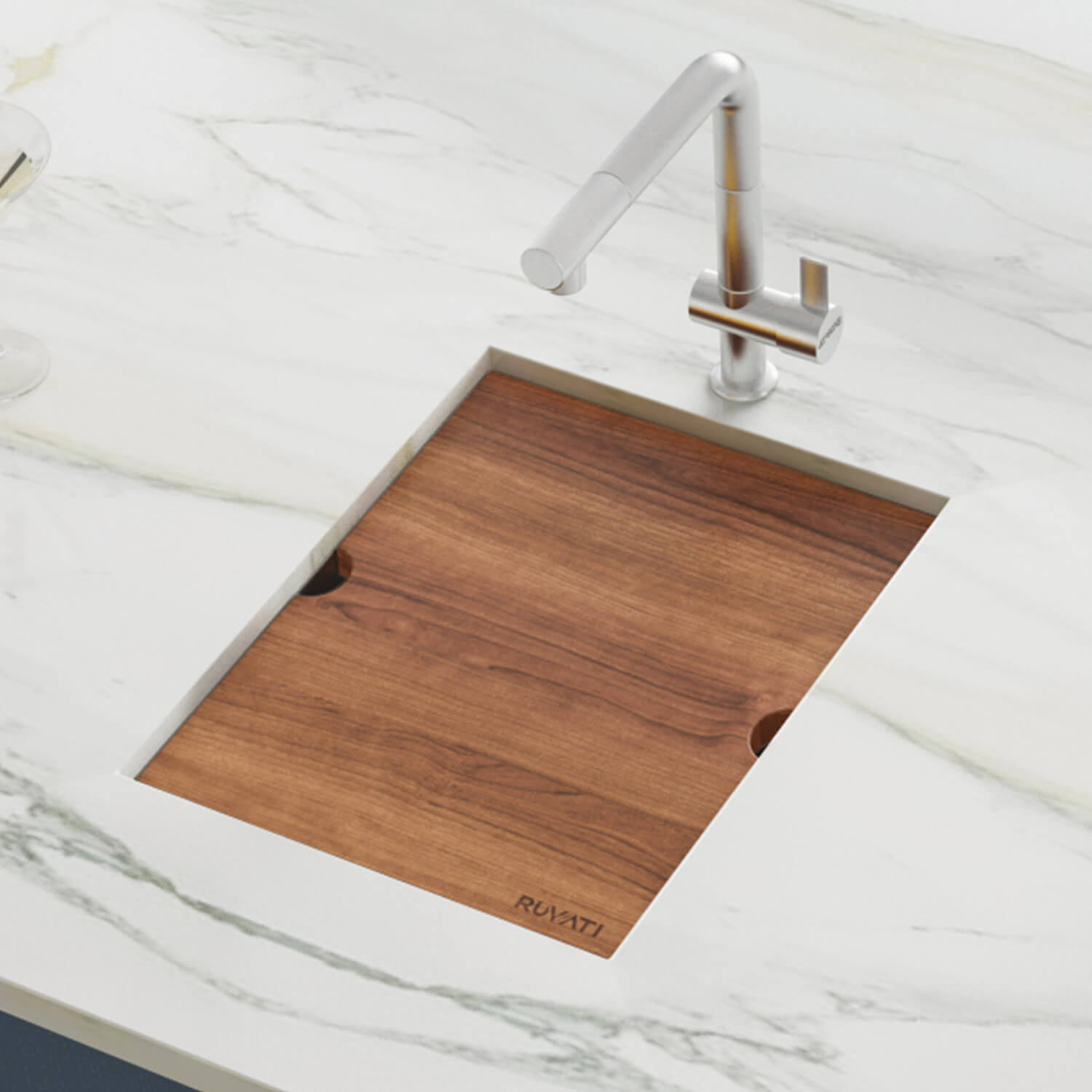 Ruvati 13.5" x 17" Solid Wood Cutting Board for Ruvati RVH8304 Workstation Sink