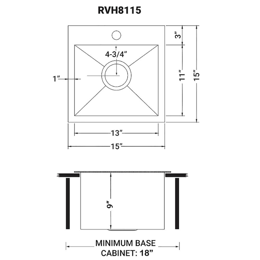 Ruvati 15" Gunmetal Stainless Topmount Bar Prep Sink