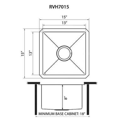 Ruvati 15" Undermount 16 Gauge Bar Prep Sink