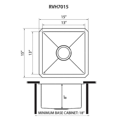 Ruvati 15" Undermount 16 Gauge Gunmetal Bar Prep Sink