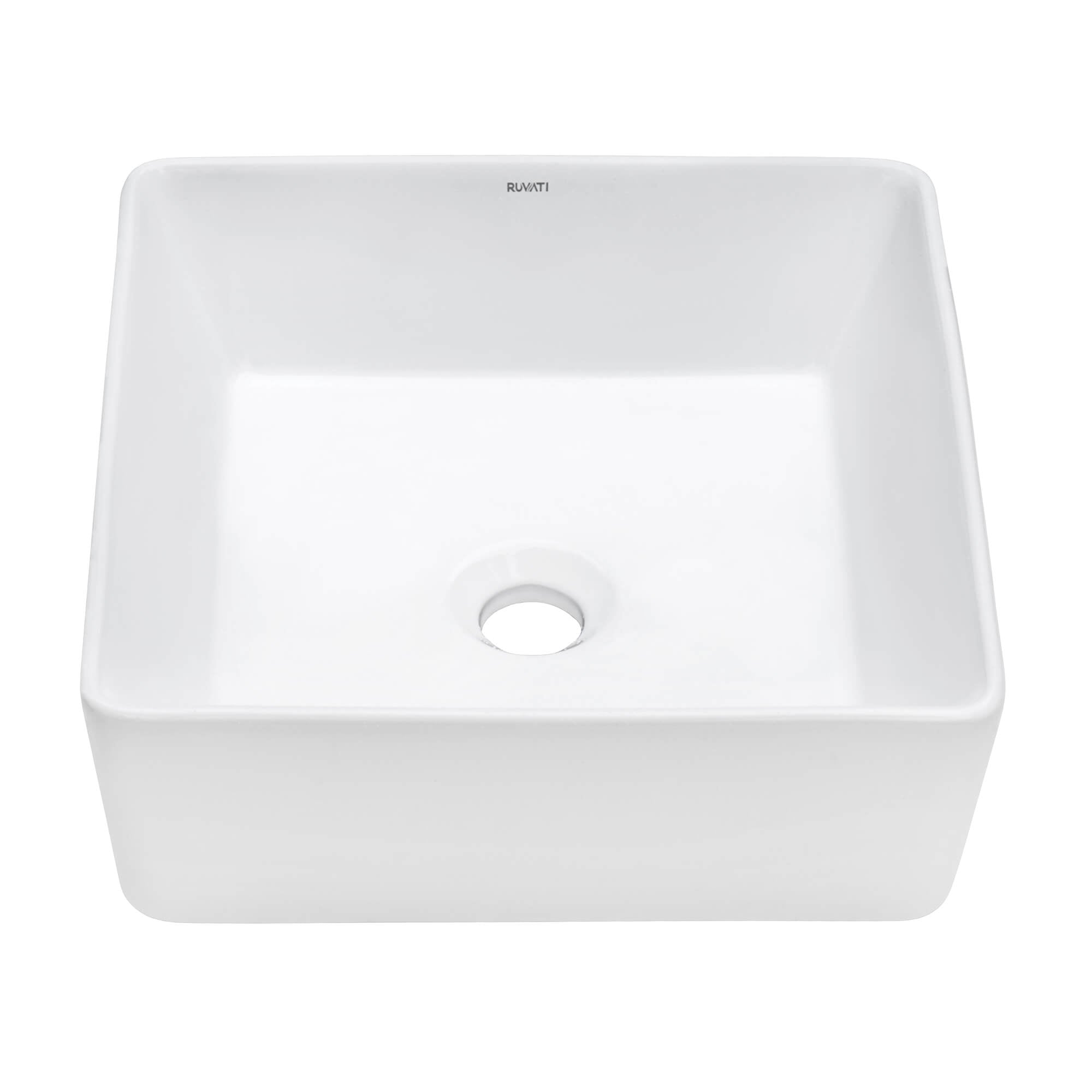Ruvati 15" x 15" Square Bathroom Vessel Sink in White