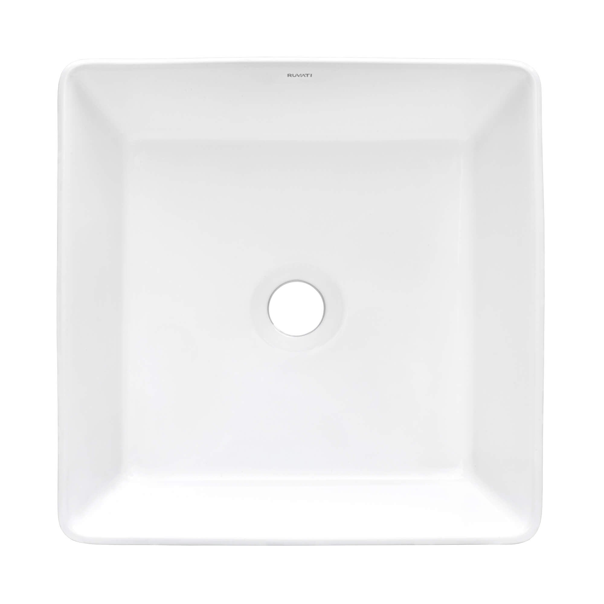 Ruvati 15" x 15" Square Bathroom Vessel Sink in White