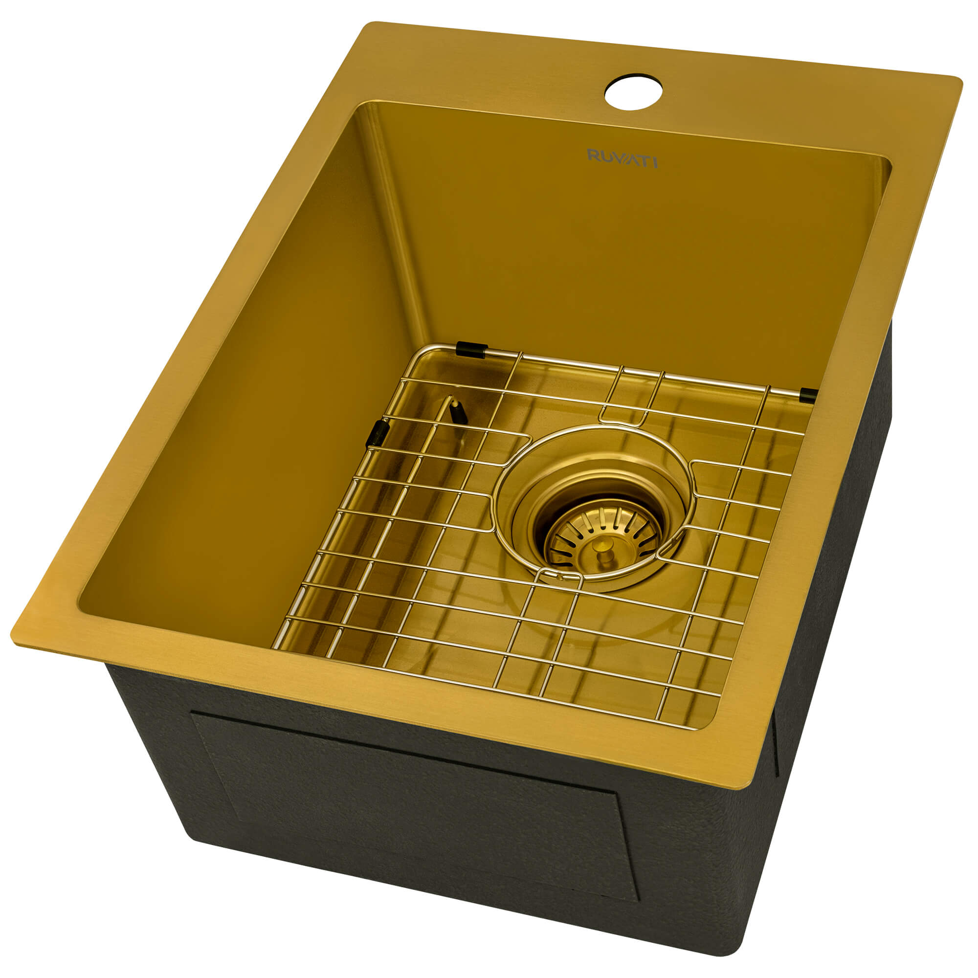 Ruvati 15" x 20" Matte Gold Stainless Steel Topmount Bar Prep Sink