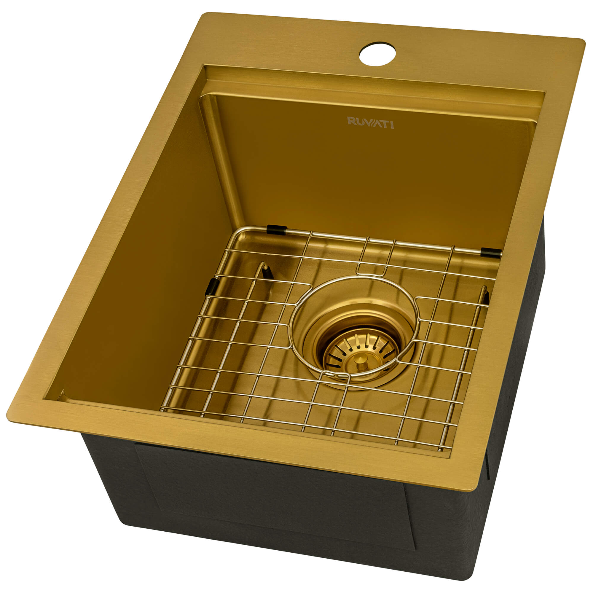 Ruvati 15" x 20" Topmount Matte Gold Stainless Steel Workstation Bar Sink