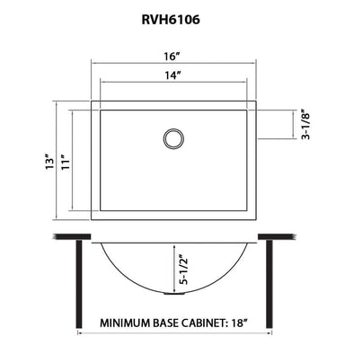 Ruvati 16 x 13" Gunmetal Undermount Bathroom Sink Stainless Steel