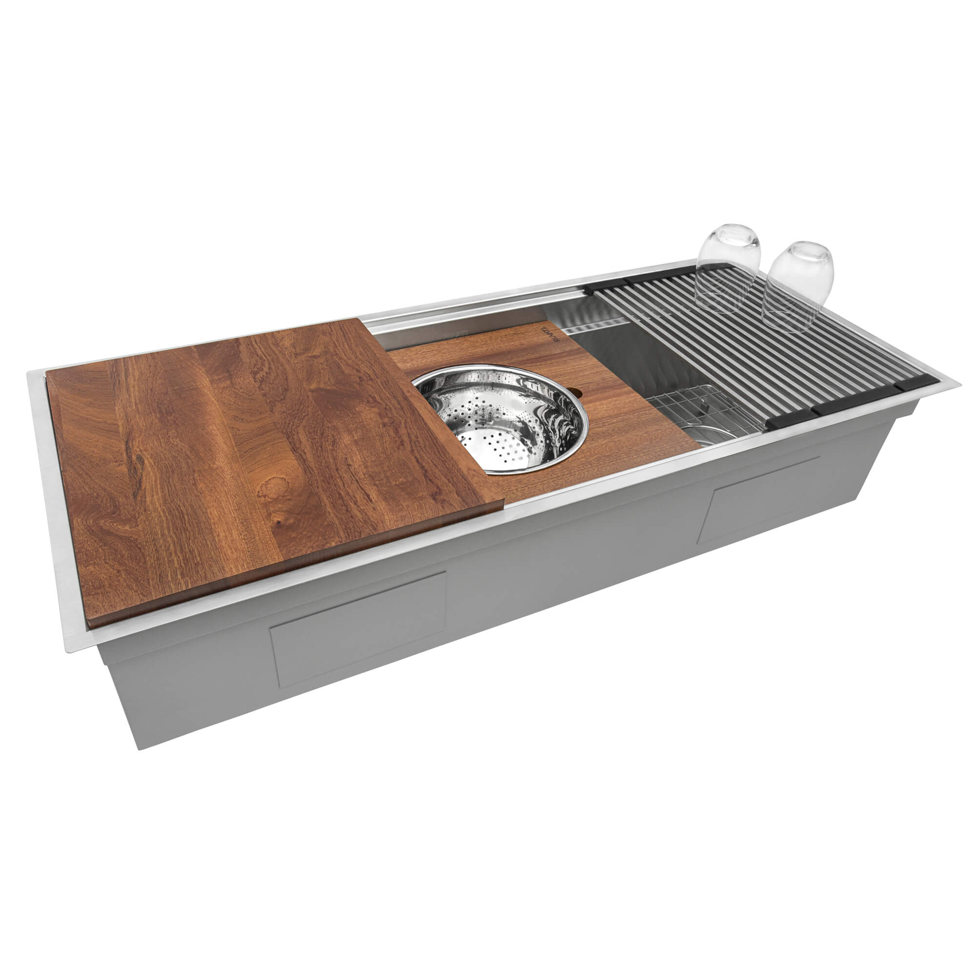 Ruvati 17" x 16" Dual Tier Wood platform for Mixing Bowl and Colander for Ruvati Workstation Sinks