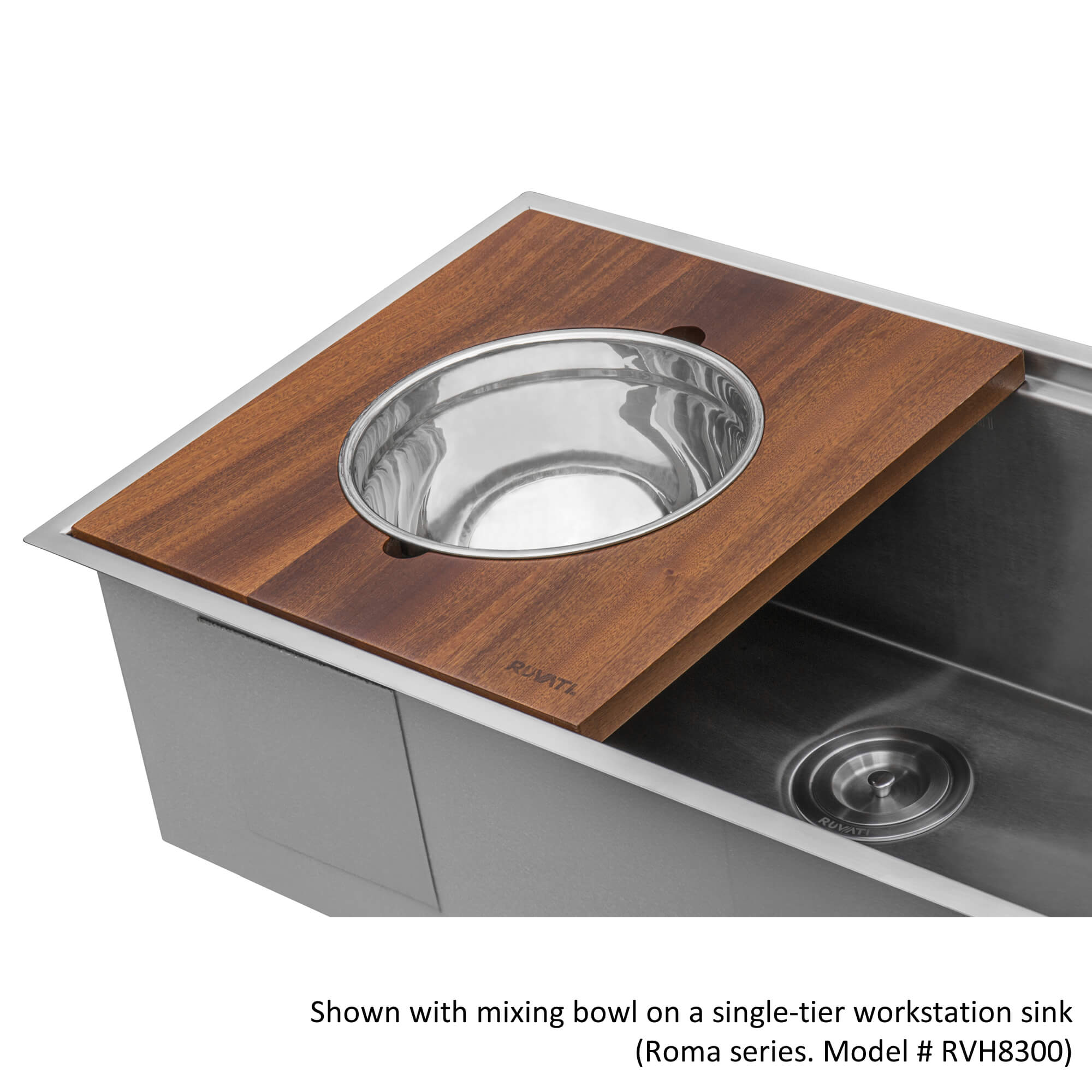 Ruvati 17" x 16" Dual Tier Wood platform for Mixing Bowl and Colander for Ruvati Workstation Sinks