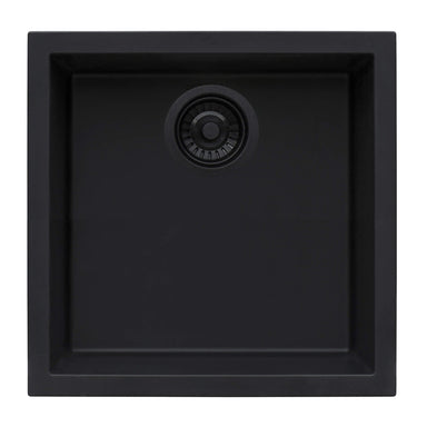 Ruvati 17" x 17" Granite Composite Undermount Single Bowl Wet Bar Prep Sink - Midnight Black - RVG2018BK