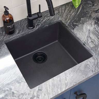 Ruvati 17" x 17" Granite Composite Undermount Single Bowl Wet Bar Prep Sink - Midnight Black - RVG2018BK