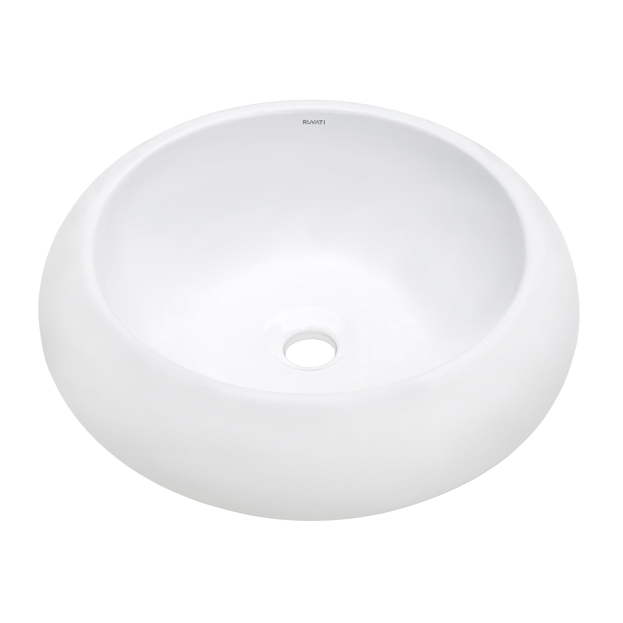 Ruvati 18" Round Bathroom Vessel Sink in White