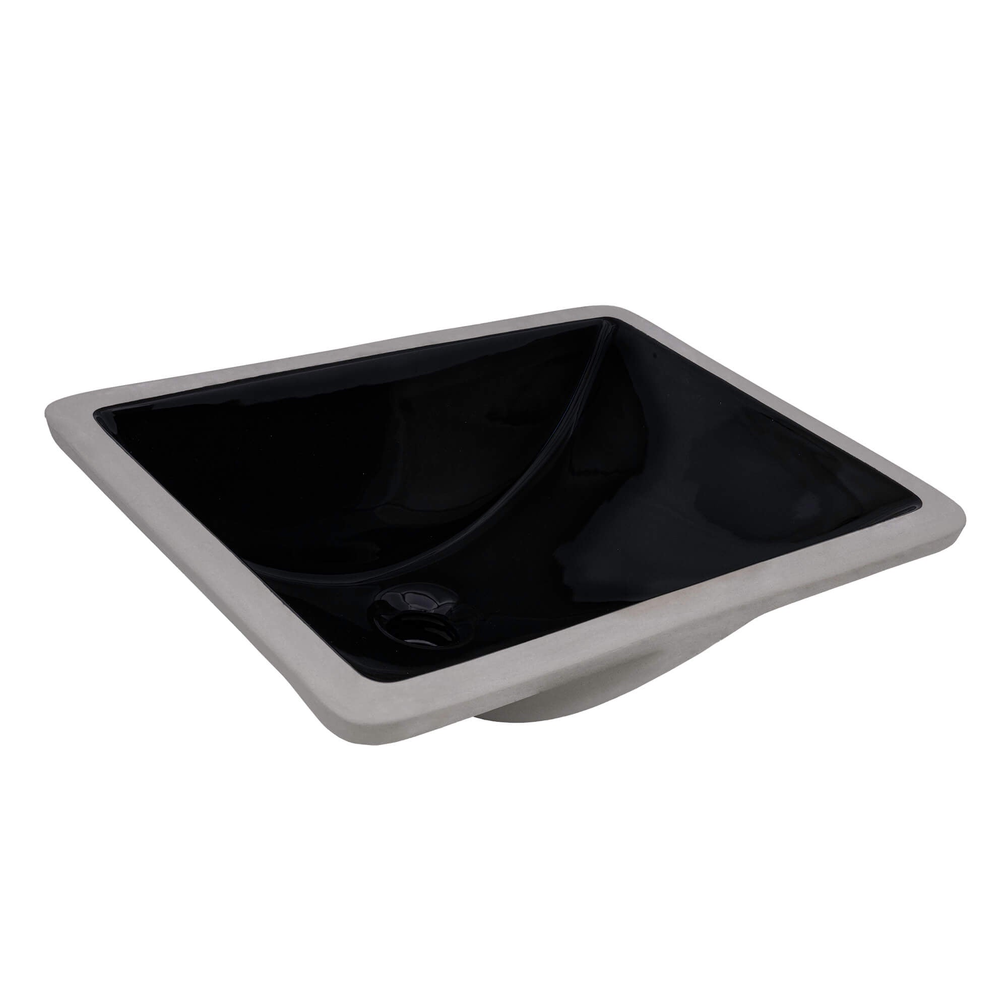 Ruvati 18" x 13" Undermount Bathroom Sink Black Rectangular Porcelain Ceramic with Overflow - RVB0720BK