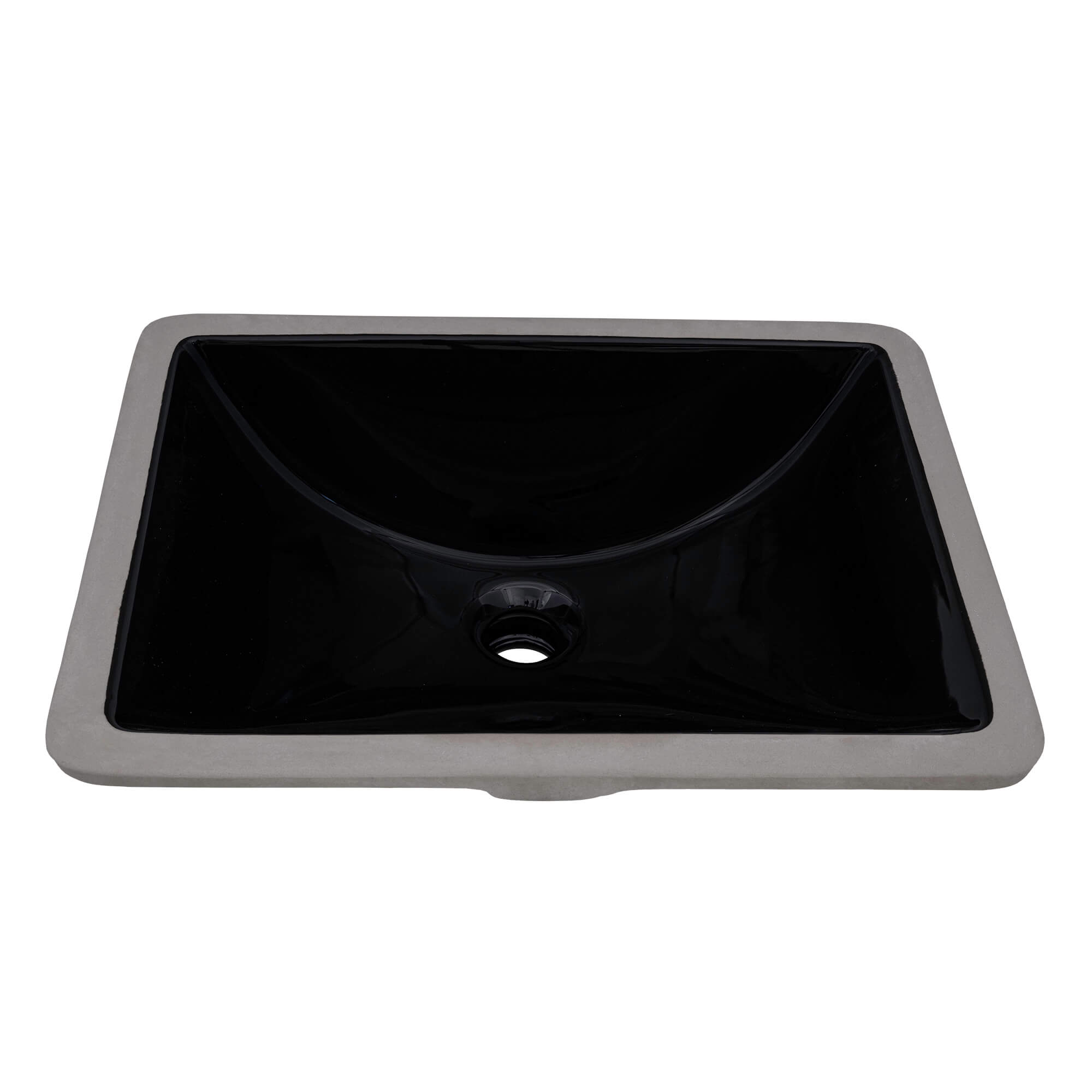 Ruvati 18" x 13" Undermount Bathroom Sink Black Rectangular Porcelain Ceramic with Overflow - RVB0720BK