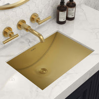 Ruvati 18" x 13" Undermount Brushed Gold Rectangular Stainless Steel Bathroom Sink