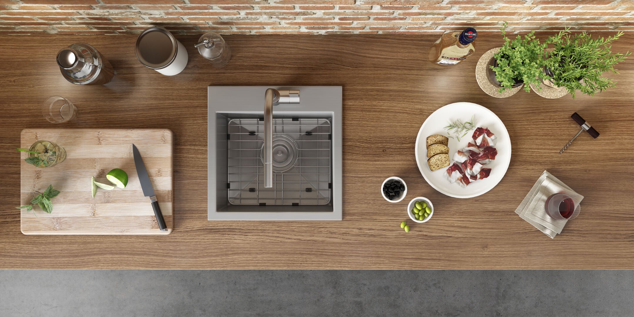 Ruvati 18" x 18" Topmount Stainless Single Bowl Prep Sink