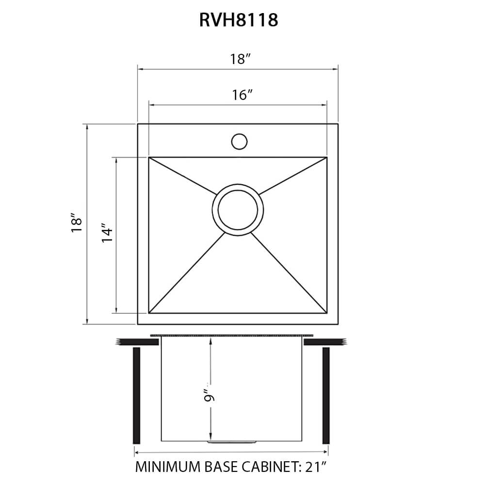 Ruvati 18" x 18" Topmount Stainless Single Bowl Prep Sink