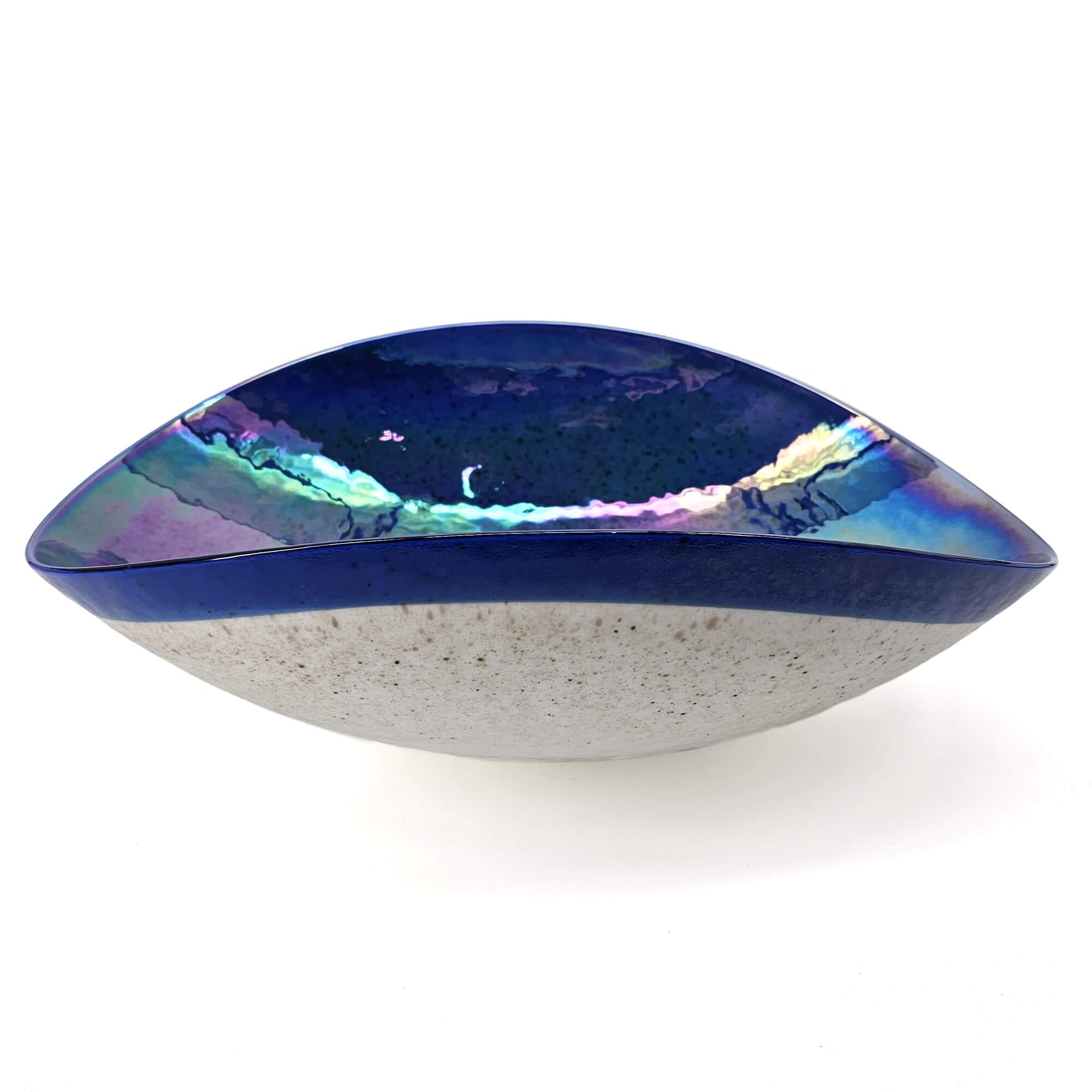 Ruvati 19" Glass Art Vessel Seashell Decorative Pattern Bathroom sink - Celestial Blue