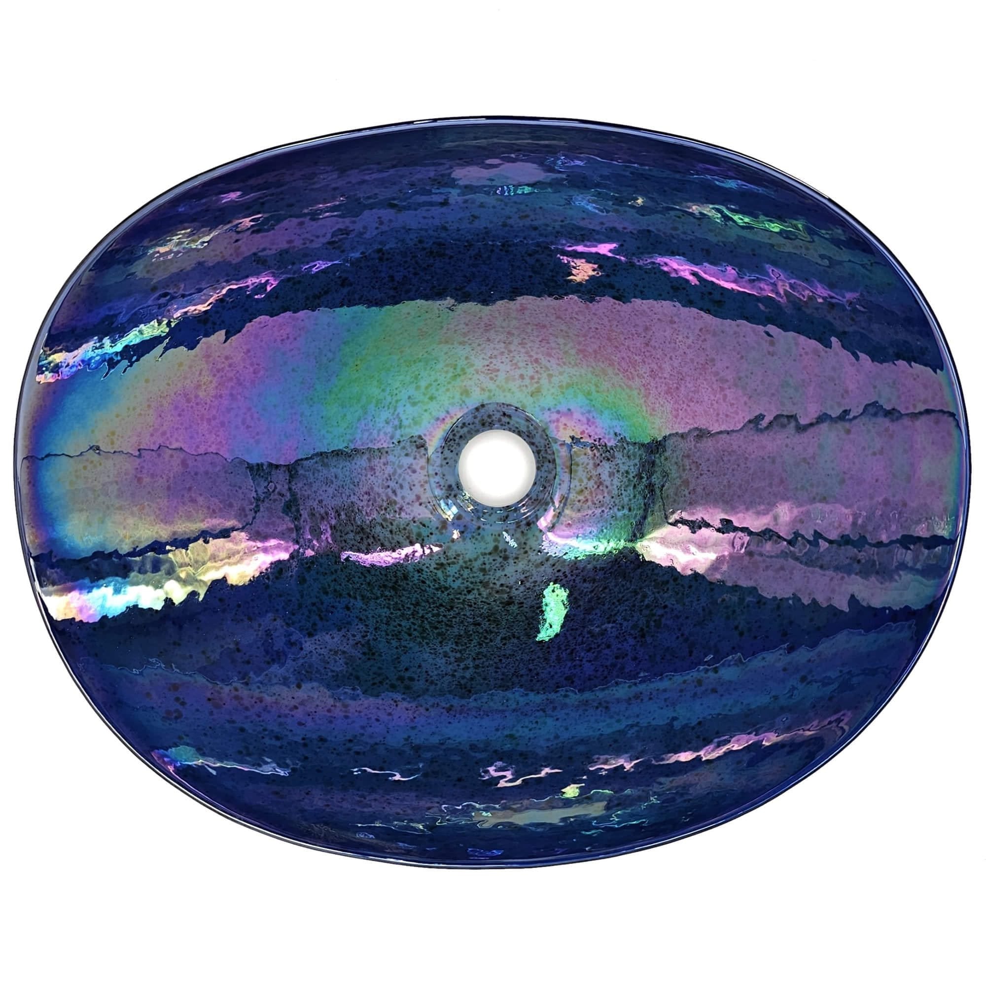 Ruvati 19" Glass Art Vessel Seashell Decorative Pattern Bathroom sink - Celestial Blue