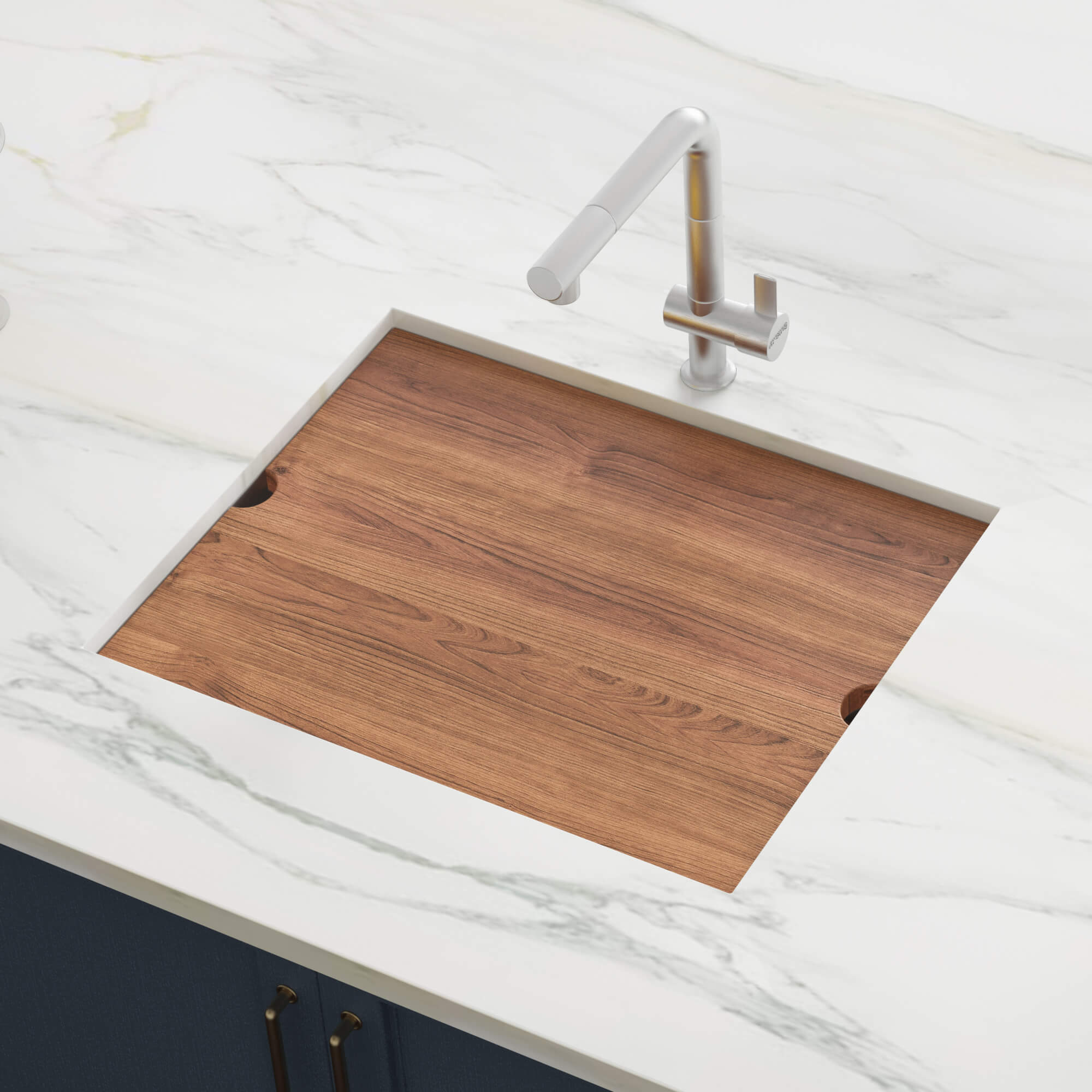 Ruvati 19" x 17" Solid Wood Cutting Board for Ruvati RVH8307 Workstation Sink