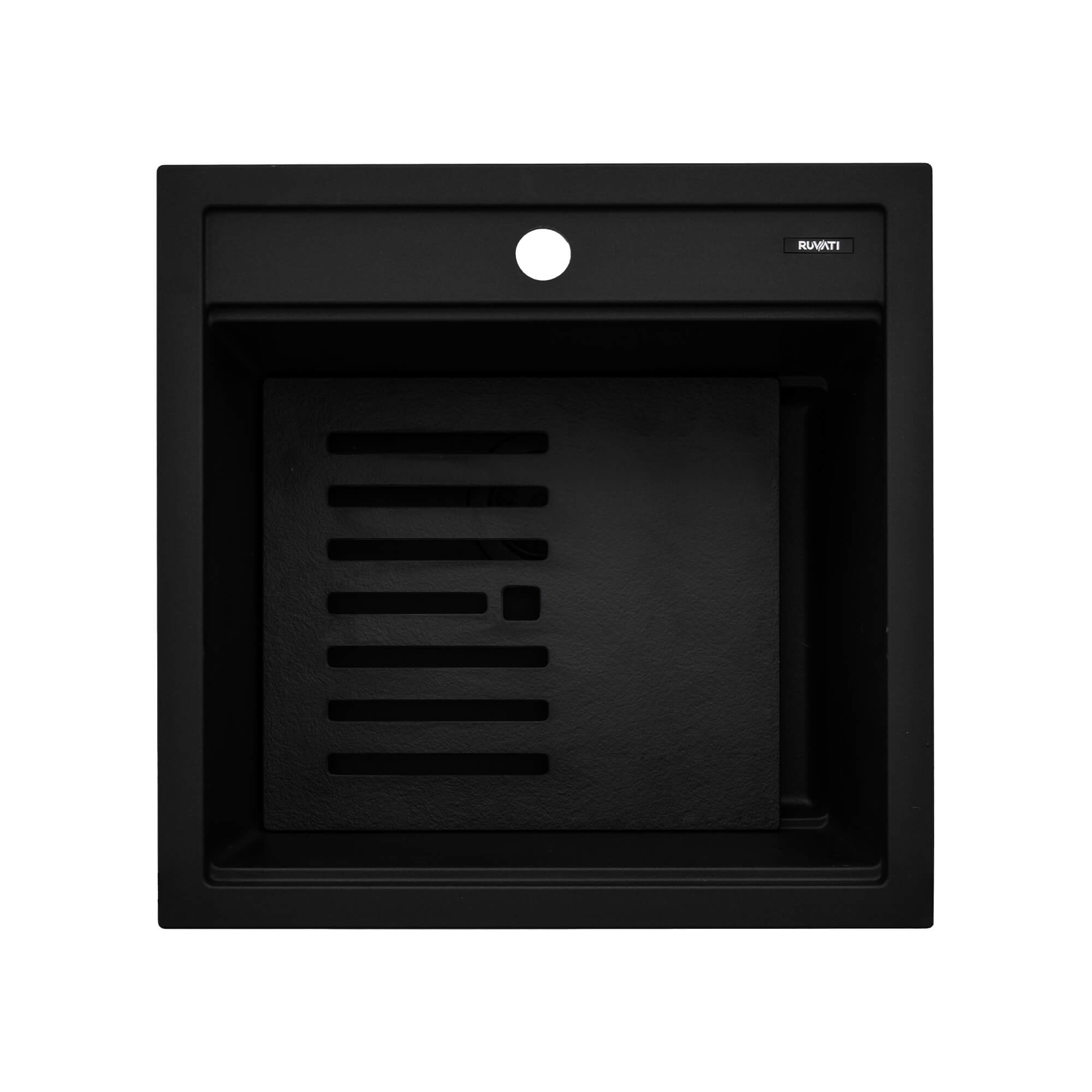 Ruvati 20" Topmount Composite Workstation Prep Sink in Black