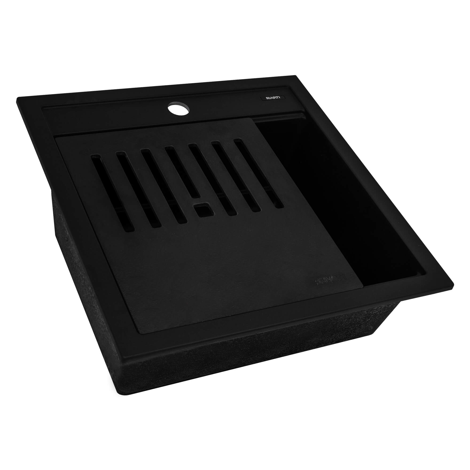 Ruvati 20" Topmount Composite Workstation Prep Sink in Black