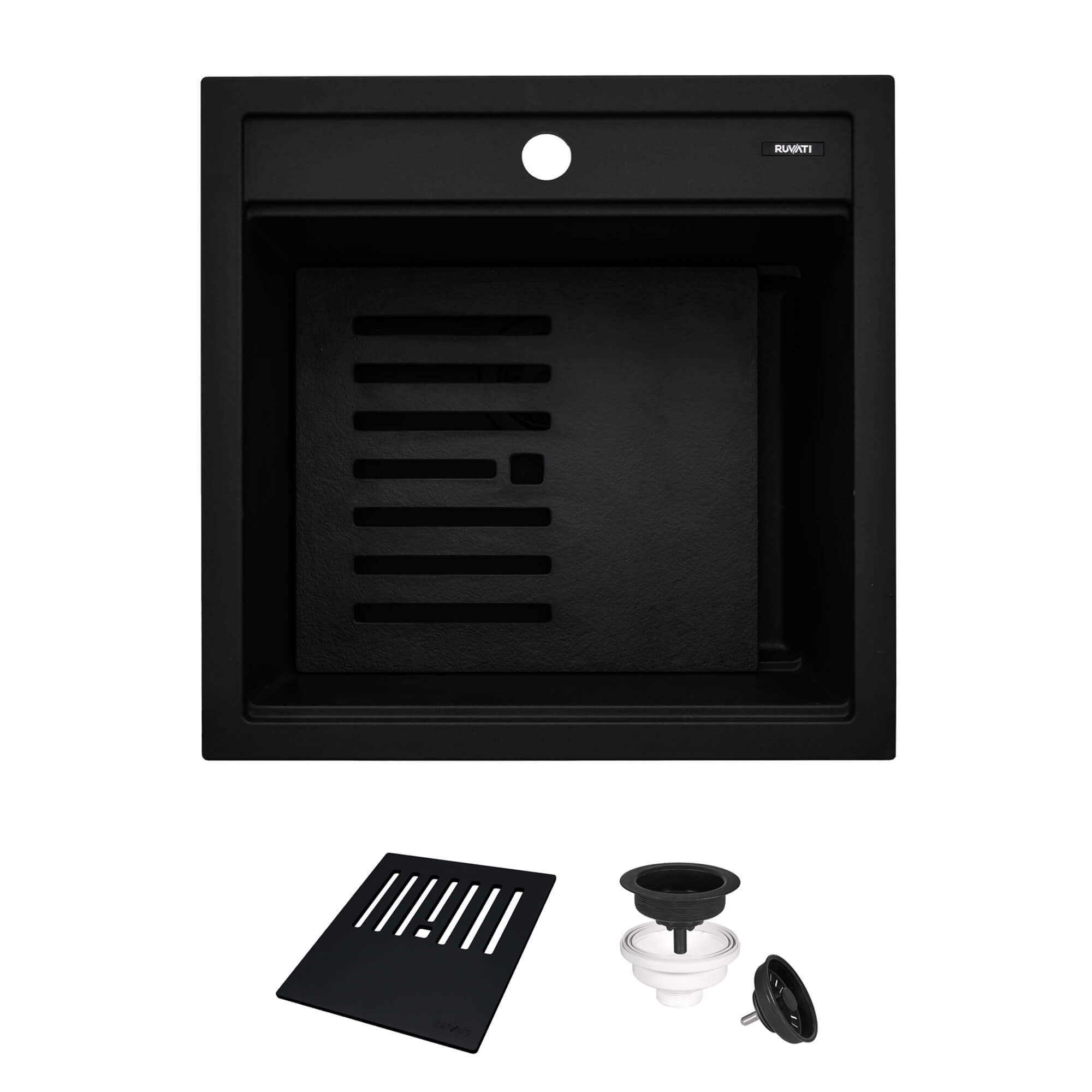 Ruvati 20" Topmount Composite Workstation Prep Sink in Black