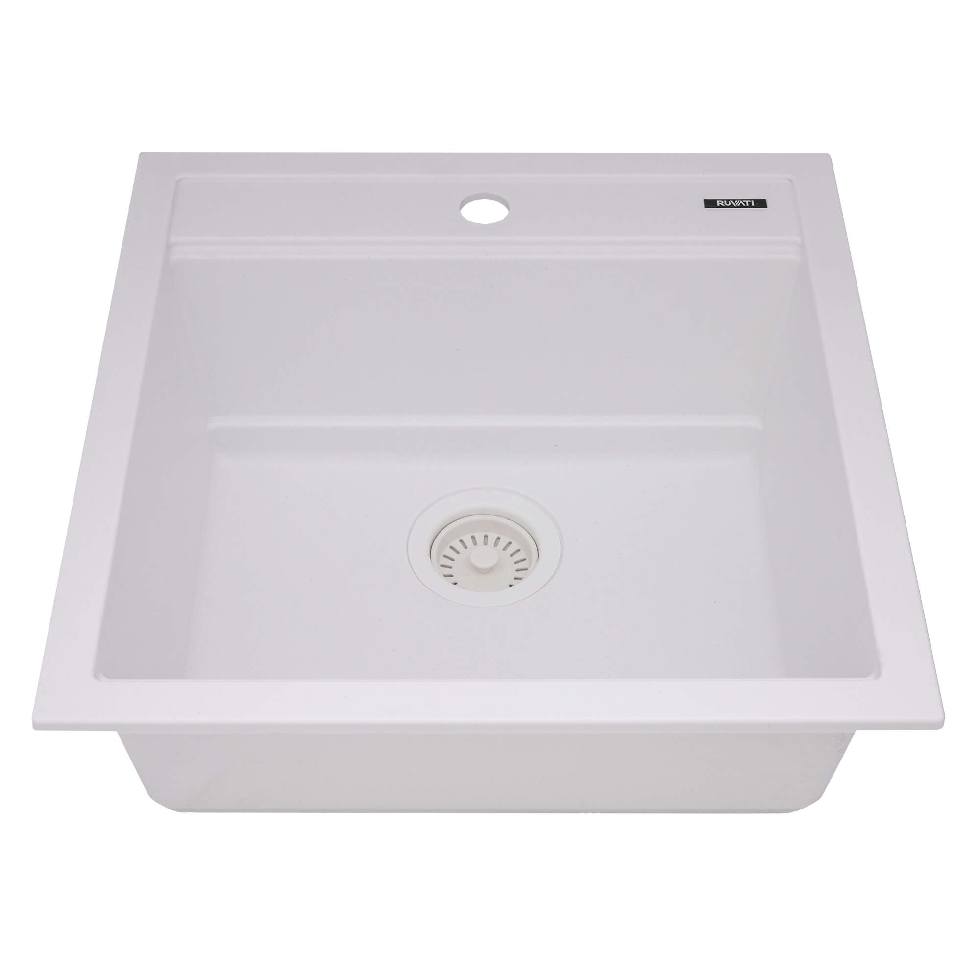 Ruvati 20" epiCube Granite Composite Workstation Drop-in Topmount Wet Bar Prep Sink Matte White - RVG1620WH