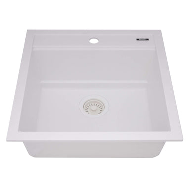 Ruvati 20" epiCube Granite Composite Workstation Drop-in Topmount Wet Bar Prep Sink Matte White - RVG1620WH