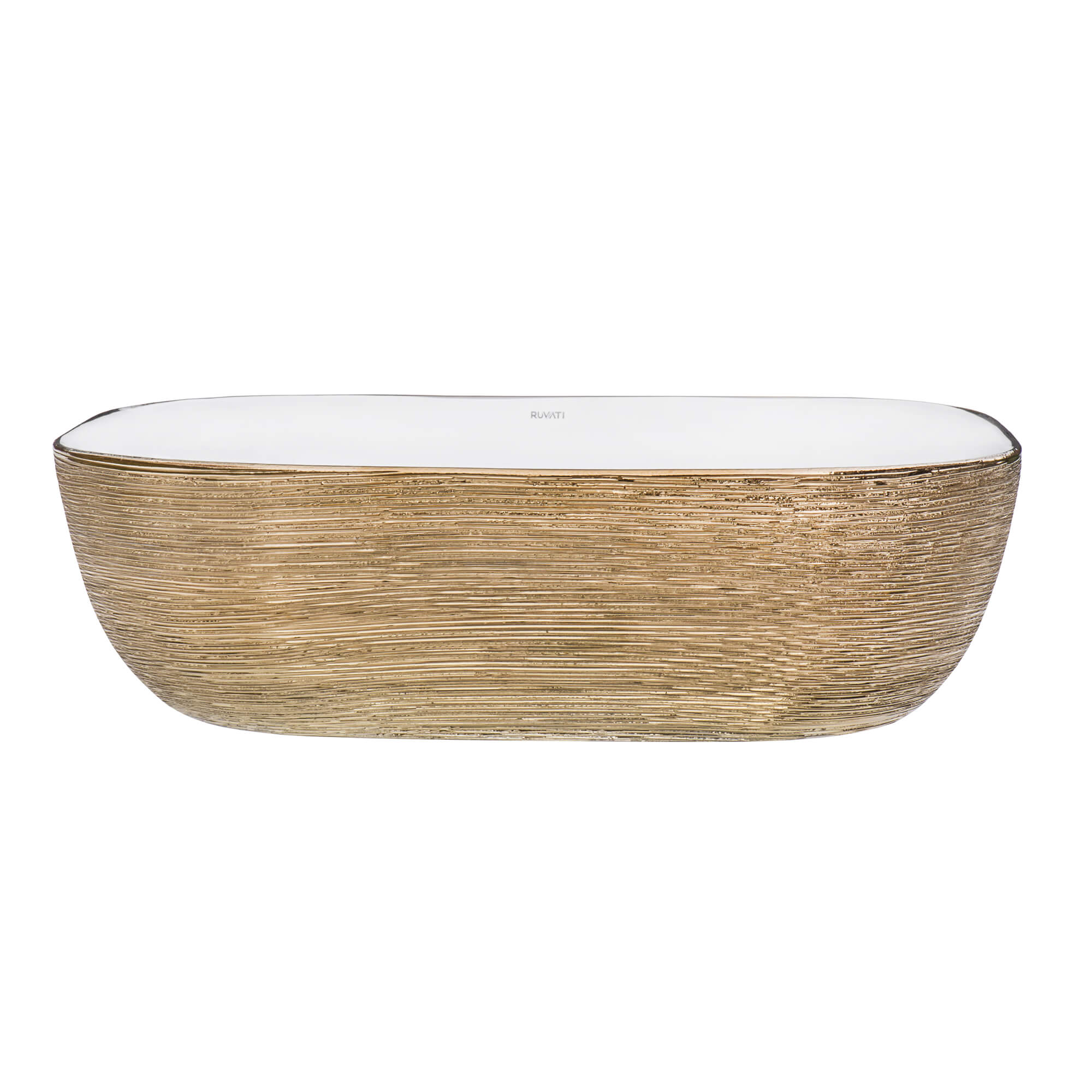 Ruvati 20" x 16" Bathroom Vessel Sink | White with Rose Gold