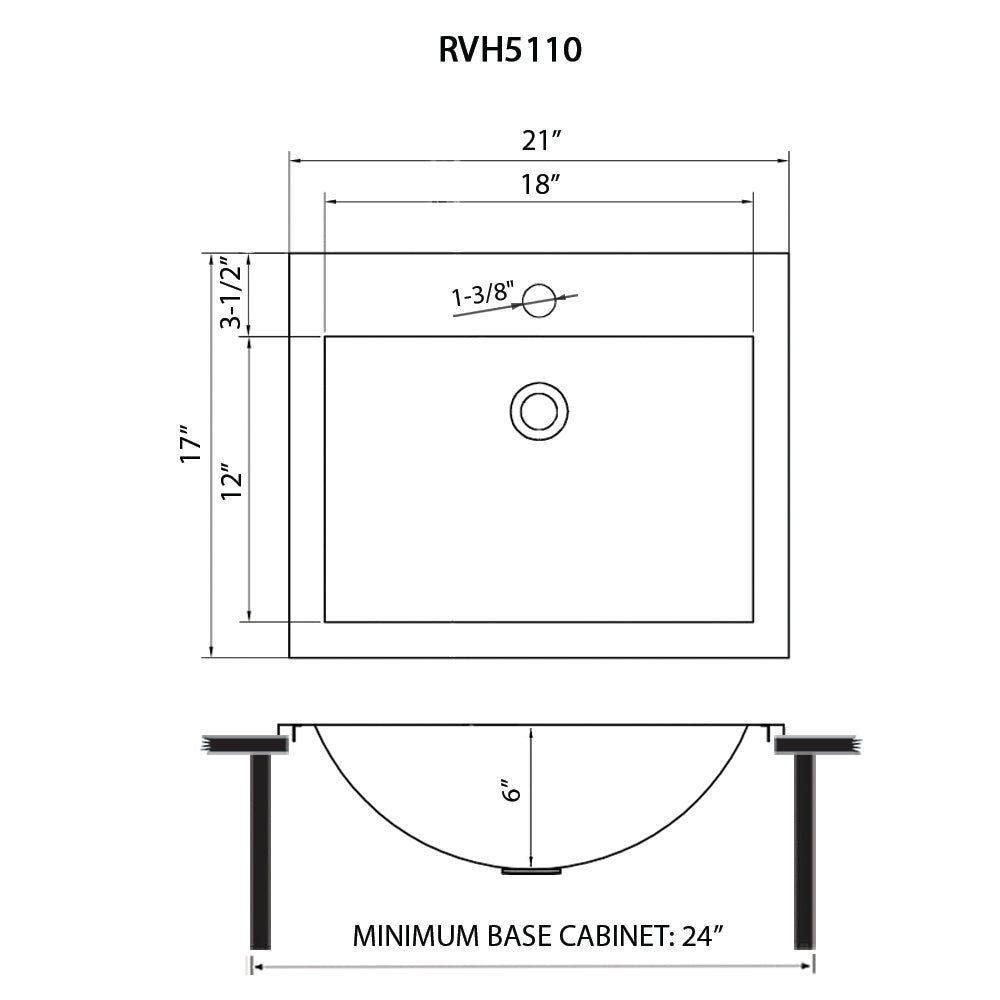 Ruvati 21" x 17" Topmount Brushed Gold Stainless Steel Bathroom Sink
