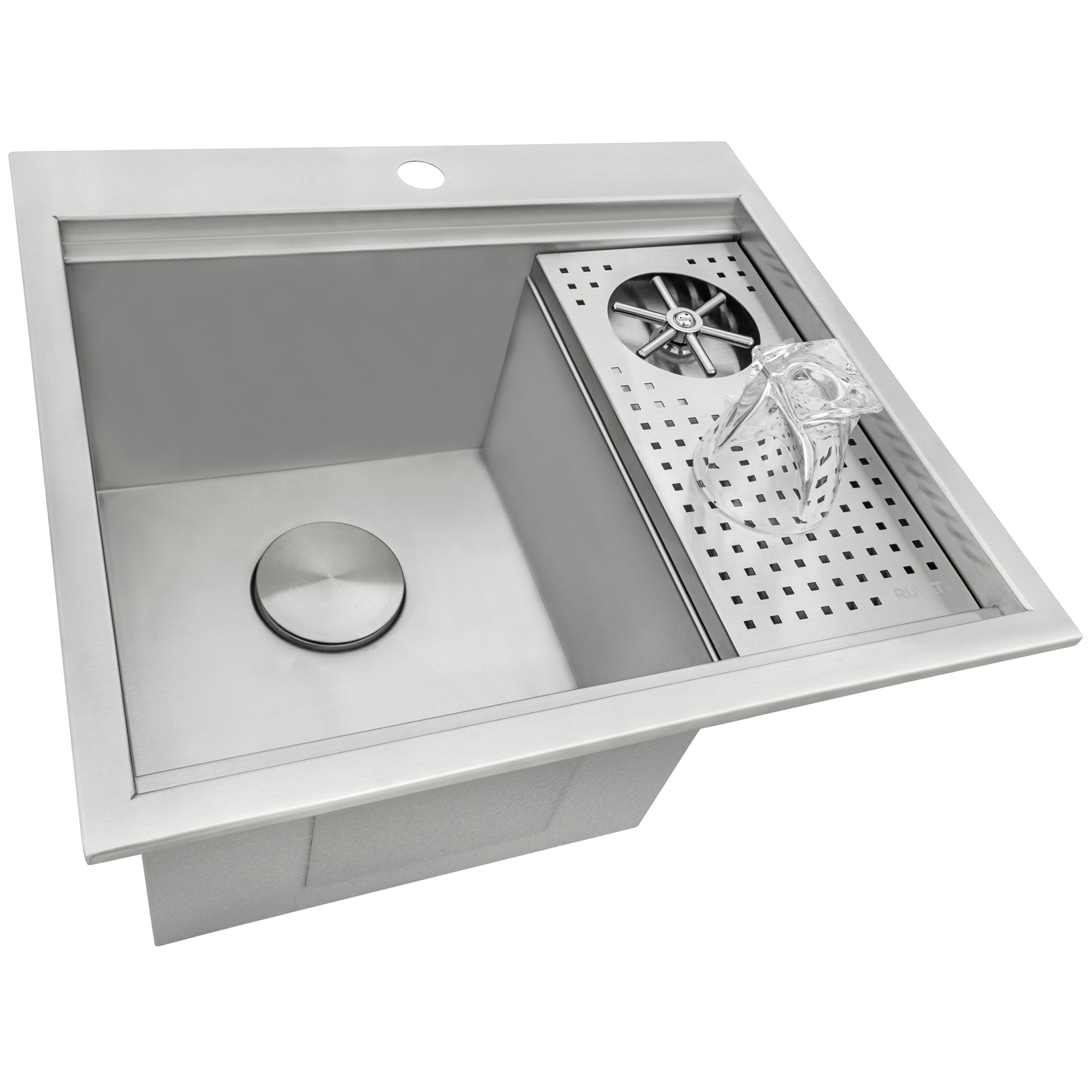 Ruvati 22" x 20" Drop-In Workstation Bar Sink and Glass Rinser