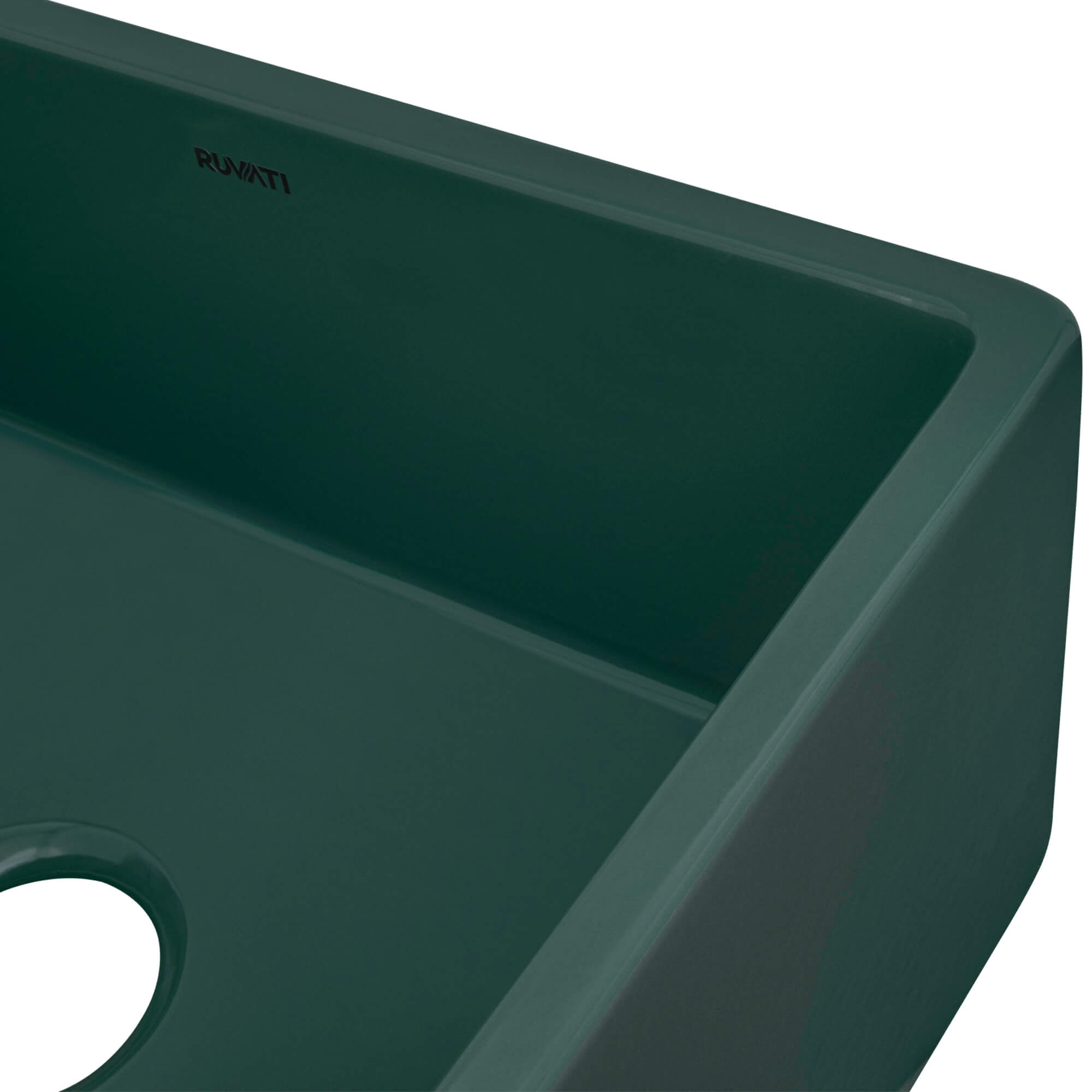 Ruvati 23" Fireclay Farmhouse Sink in Emerald Green