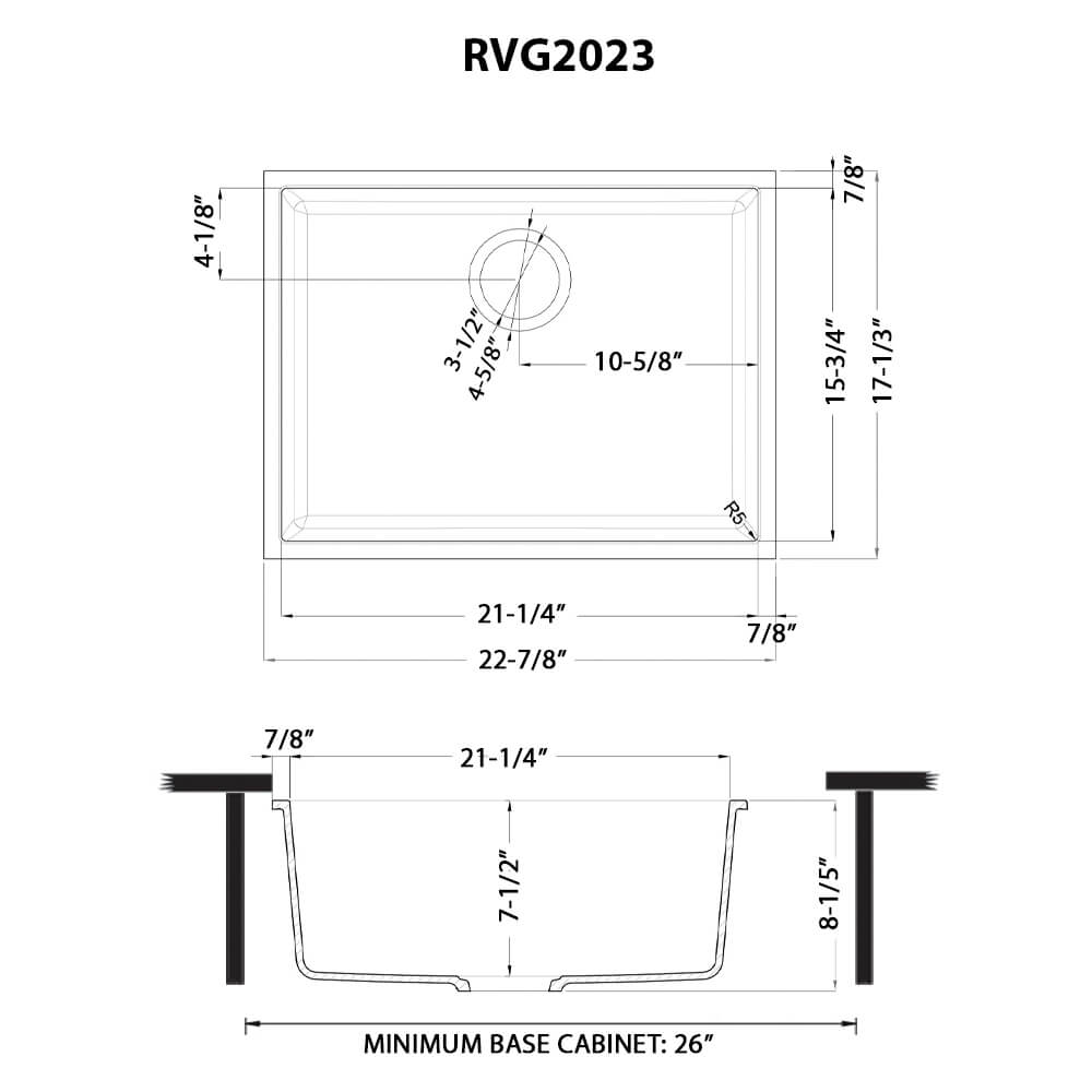 Ruvati 23" White Granite Composite Undermount Single Bowl Kitchen Sink