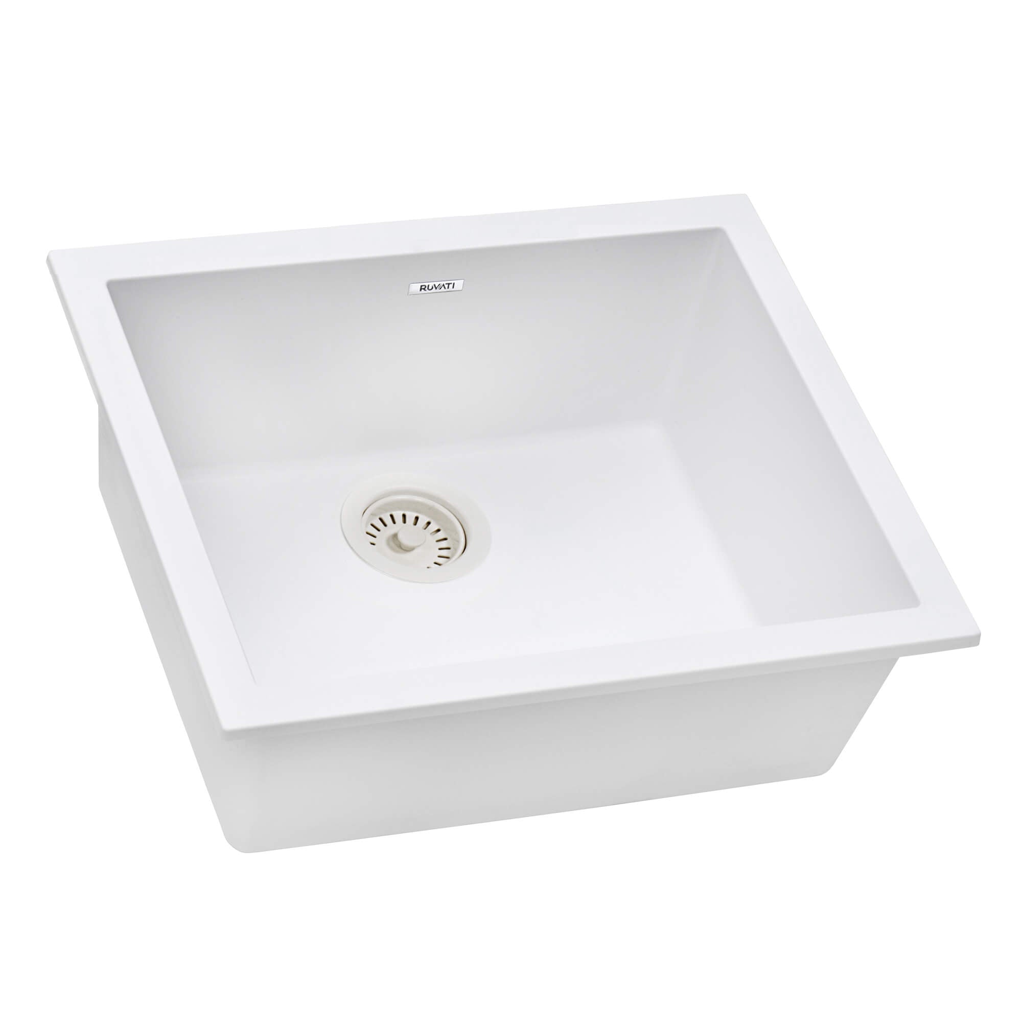 Ruvati 23" White Granite Composite Undermount Single Bowl Kitchen Sink