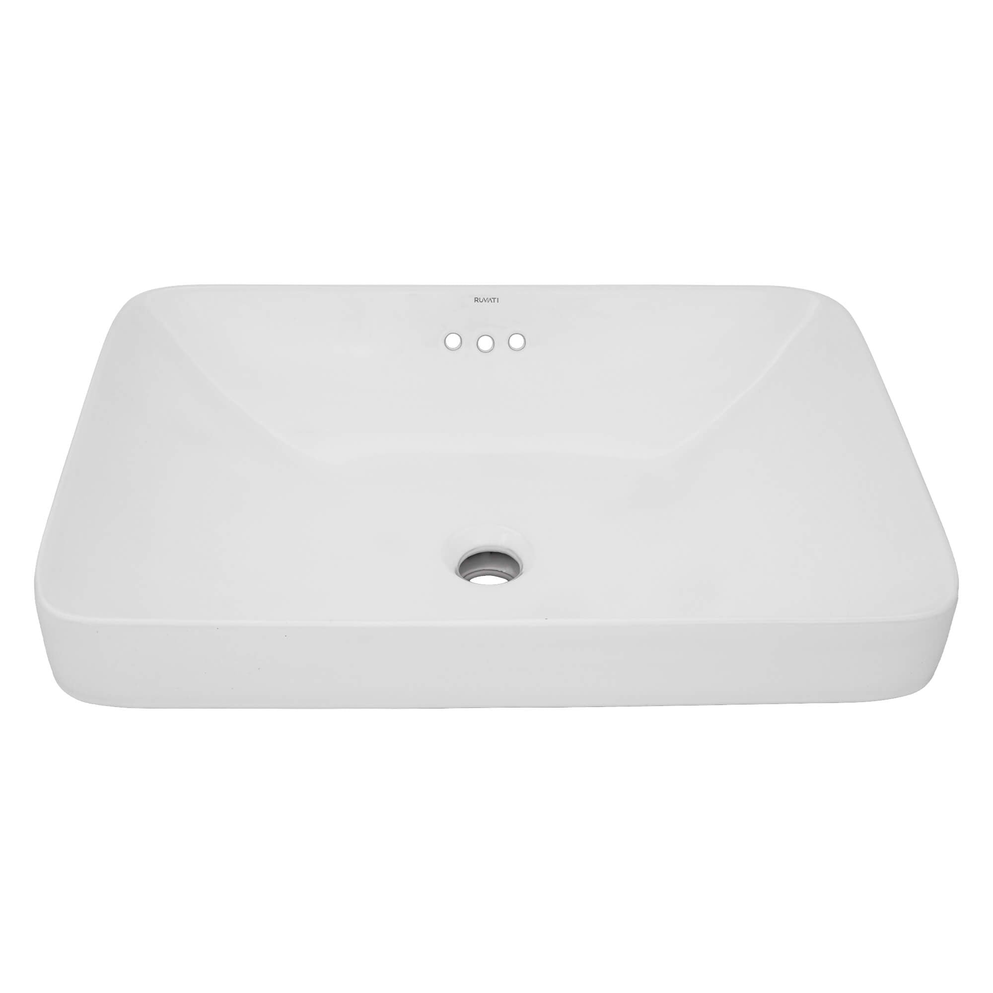 Ruvati 23" x 16" Semi-Recessed Drop-in Topmount Bathroom Sink Rectangular Porcelain Ceramic White - RVB0824WH