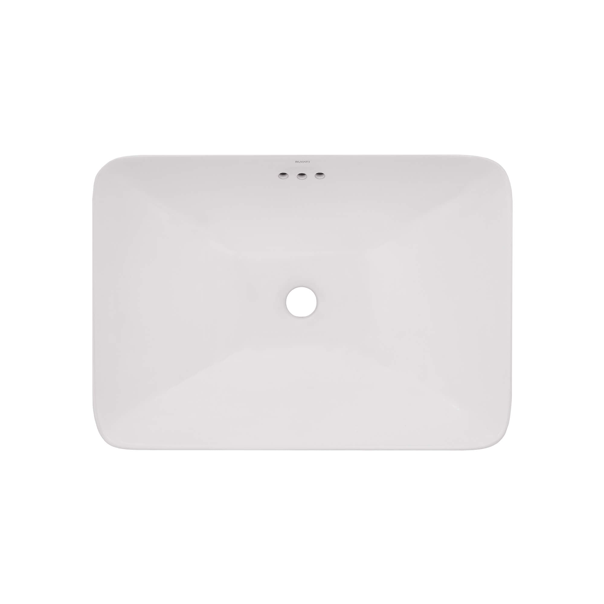 Ruvati 23" x 16" Semi-Recessed Drop-in Topmount Bathroom Sink Rectangular Porcelain Ceramic White - RVB0824WH