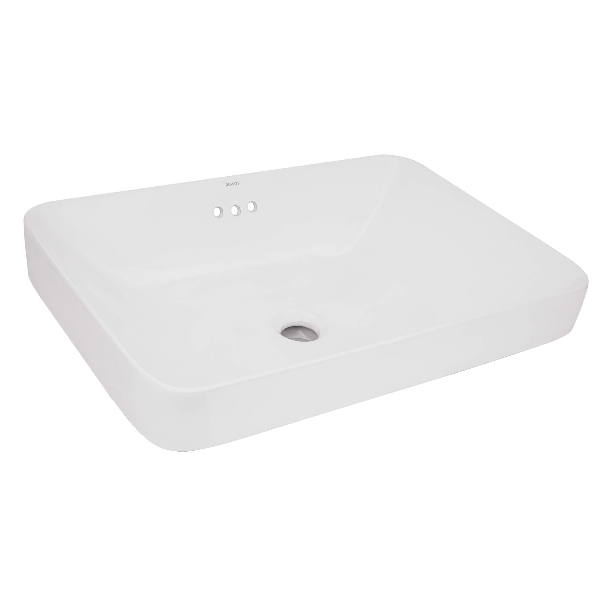 Ruvati 23" x 16" Semi-Recessed Drop-in Topmount Bathroom Sink Rectangular Porcelain Ceramic White - RVB0824WH