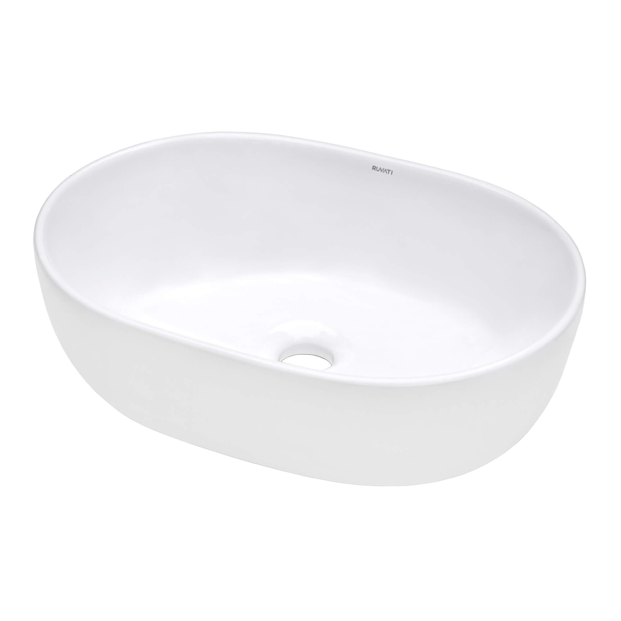 Ruvati 24" x 16" Oval Bathroom Vessel Sink in White
