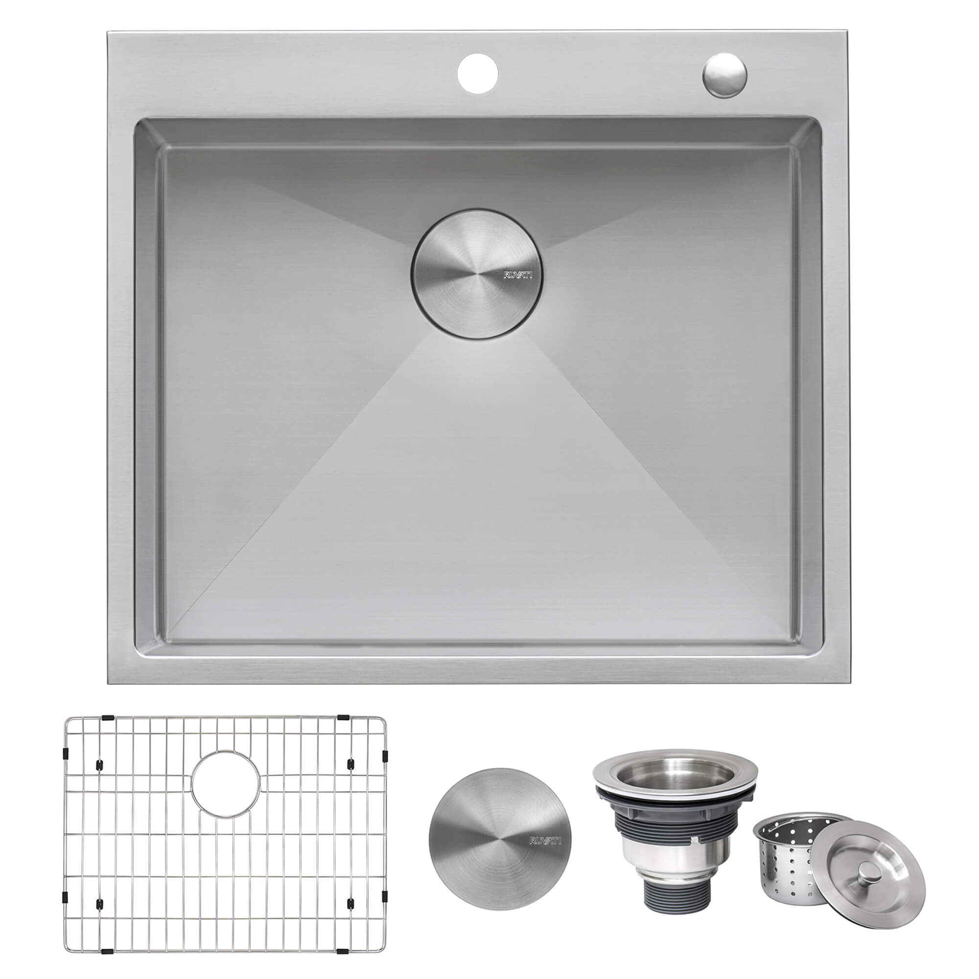 Ruvati 24" x 20" Drop-in 16 Gauge Stainless Steel Rounded Corners Topmount Kitchen Sink Single Bowl - RVH8014